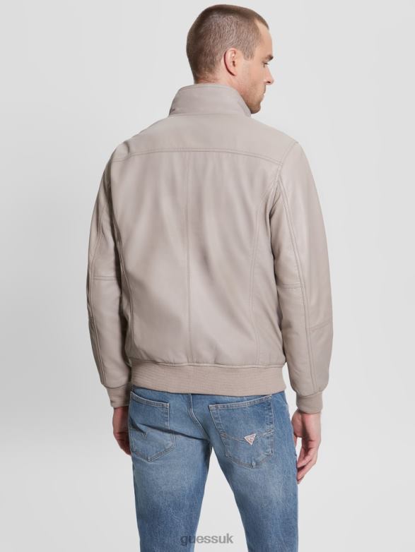 GUESS Men Soft Leather Jacket Pasadena Stone Apparel V28V63961