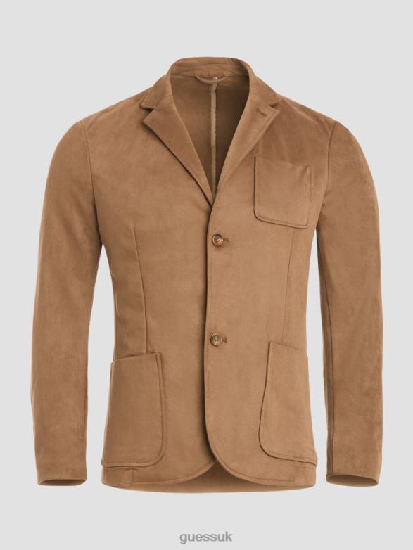 GUESS Men Tyron Faux-Suede Blazer Macchiato Apparel V28V63959