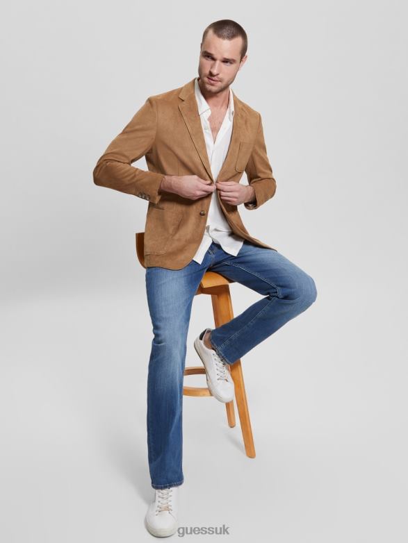 GUESS Men Tyron Faux-Suede Blazer Macchiato Apparel V28V63959