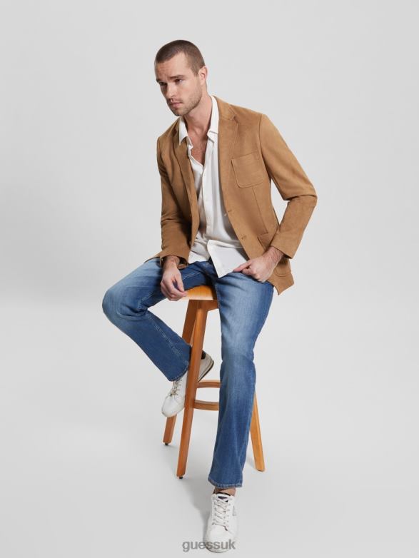 GUESS Men Tyron Faux-Suede Blazer Macchiato Apparel V28V63959