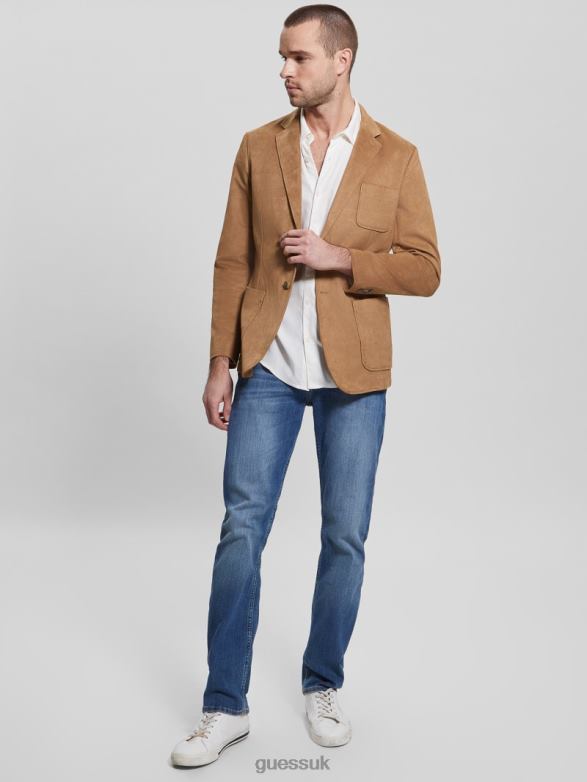 GUESS Men Tyron Faux-Suede Blazer Macchiato Apparel V28V63959