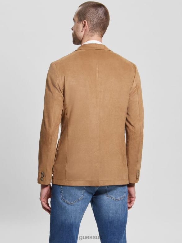 GUESS Men Tyron Faux-Suede Blazer Macchiato Apparel V28V63959