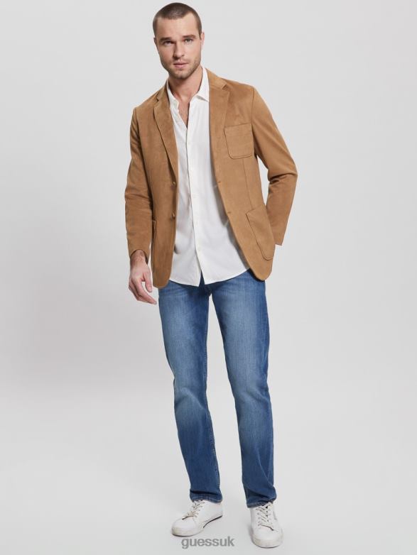 GUESS Men Tyron Faux-Suede Blazer Macchiato Apparel V28V63959