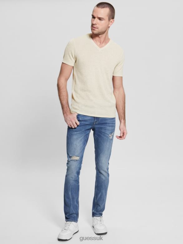 GUESS Men Eco Miami Destroyed Skinny Jeans Rower Apparel V28V63995