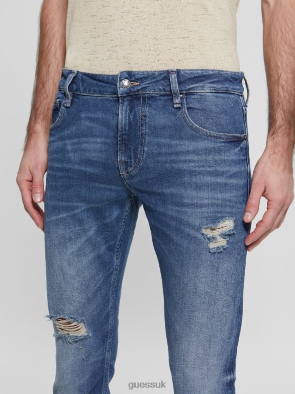 GUESS Men Eco Miami Destroyed Skinny Jeans Rower Apparel V28V63995