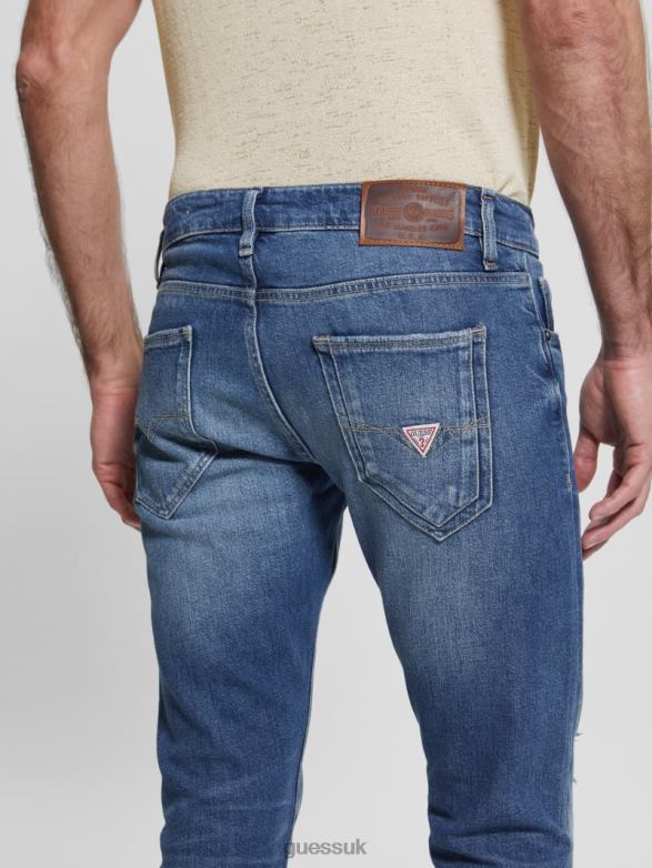 GUESS Men Eco Miami Destroyed Skinny Jeans Rower Apparel V28V63995