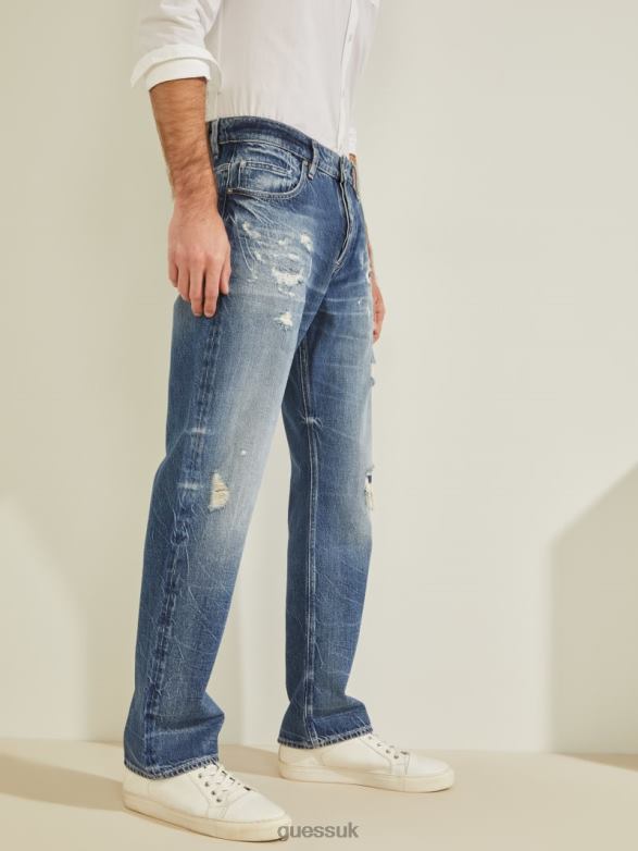 GUESS Men Eco Rodeo Distressed Jeans Glacier Apparel V28V64127