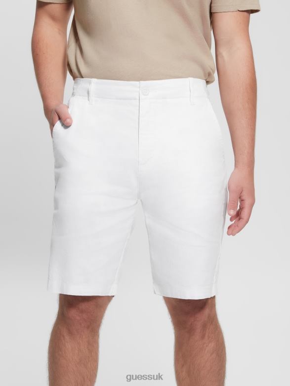 GUESS Men Eco Resort Linen Shorts Pure White Apparel V28V64016