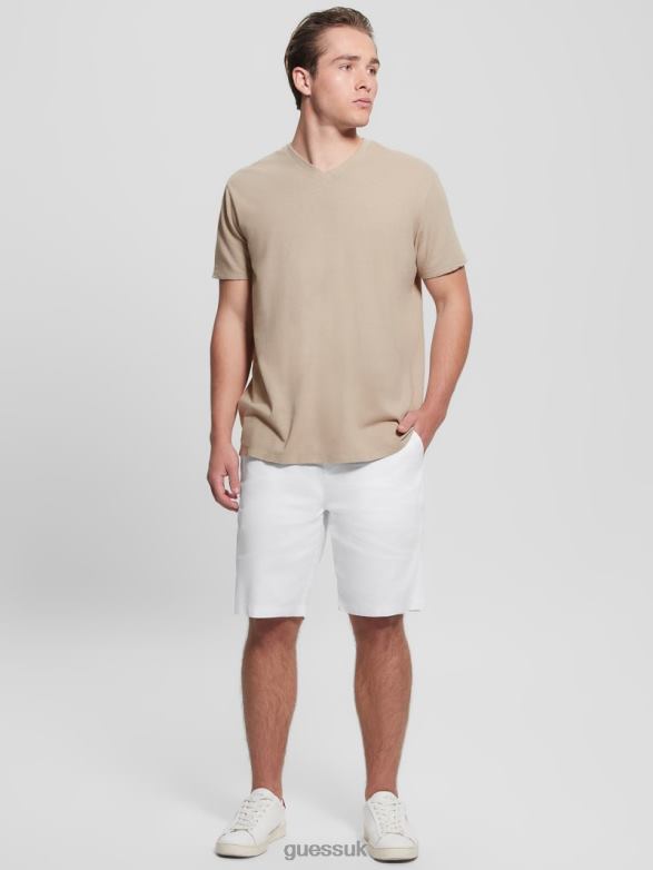 GUESS Men Eco Resort Linen Shorts Pure White Apparel V28V64016