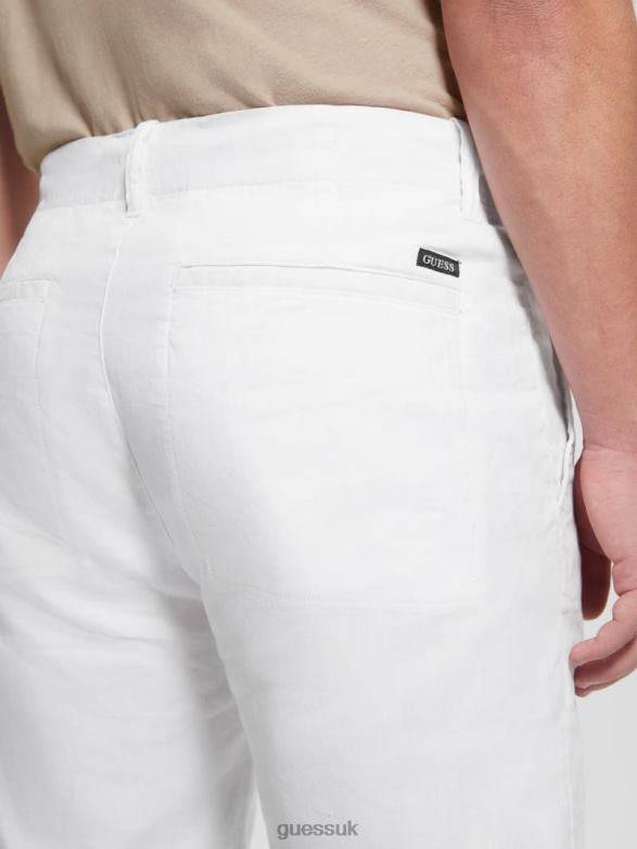 GUESS Men Eco Resort Linen Shorts Pure White Apparel V28V64016