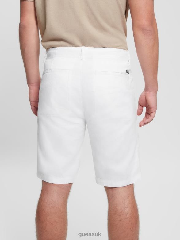 GUESS Men Eco Resort Linen Shorts Pure White Apparel V28V64016