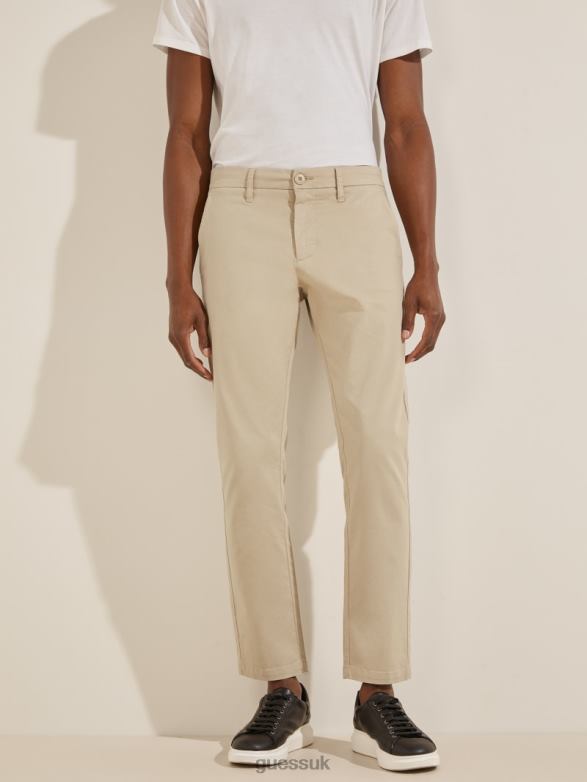 GUESS Men Myron Twill Skinny Pants Beige Blanco Apparel V28V64151