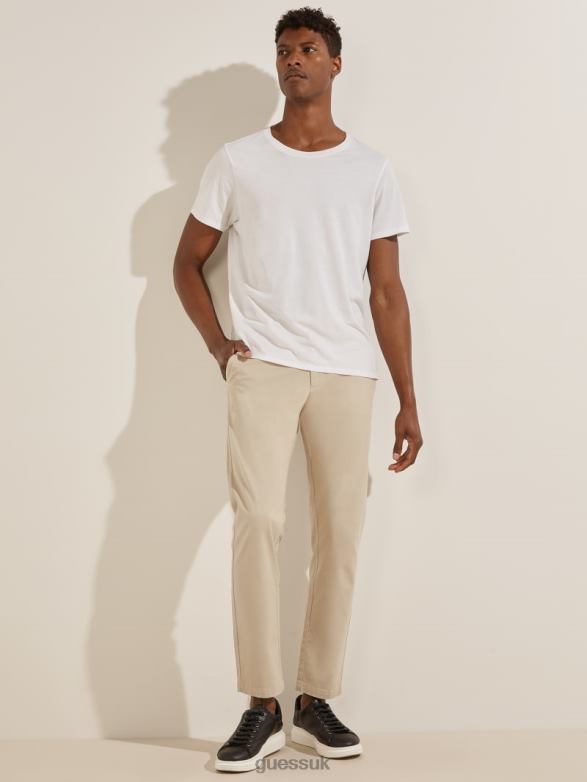 GUESS Men Myron Twill Skinny Pants Beige Blanco Apparel V28V64151