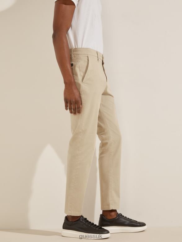 GUESS Men Myron Twill Skinny Pants Beige Blanco Apparel V28V64151
