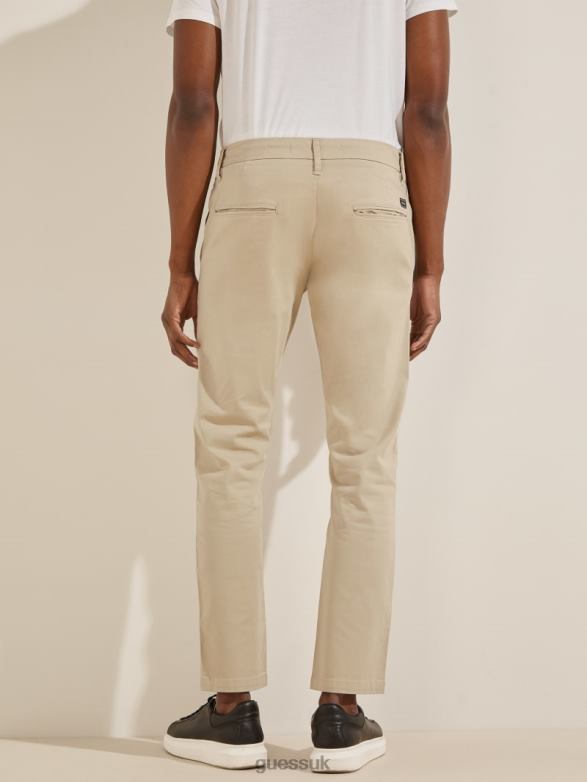 GUESS Men Myron Twill Skinny Pants Beige Blanco Apparel V28V64151