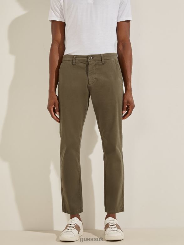 GUESS Men Myron Twill Skinny Pants Olive Morning Apparel V28V64152