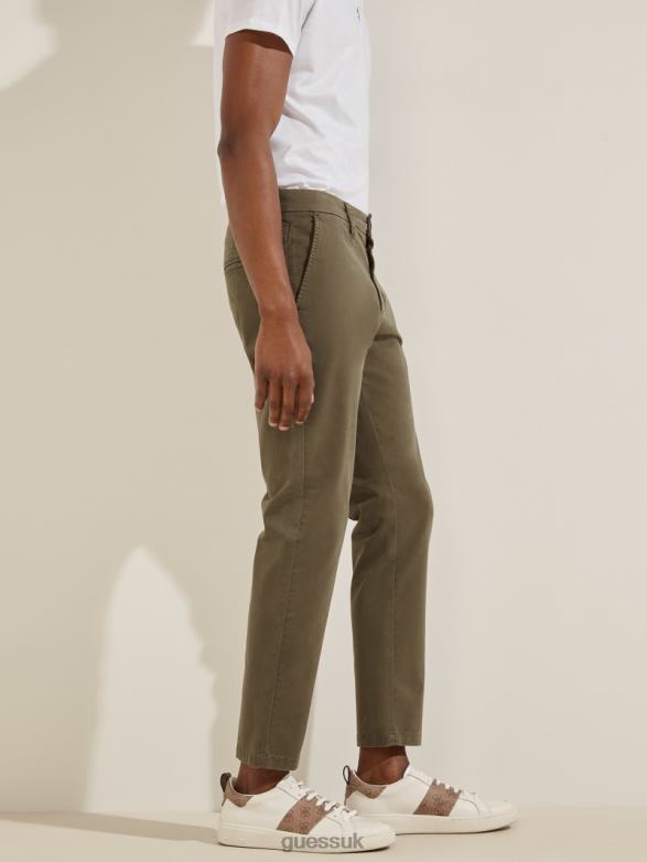 GUESS Men Myron Twill Skinny Pants Olive Morning Apparel V28V64152