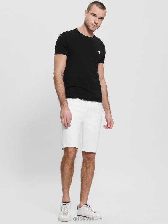 GUESS Men Slim Destroyed Denim Shorts Optic White Destroy Apparel V28V63998