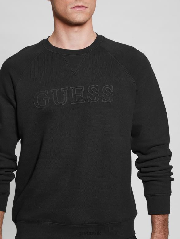 GUESS Men Eco Aldwin Logo Sweatshirt Black Apparel V28V63971