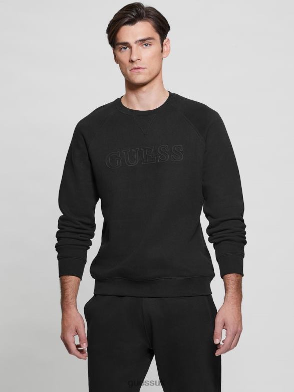 GUESS Men Eco Aldwin Logo Sweatshirt Black Apparel V28V63971