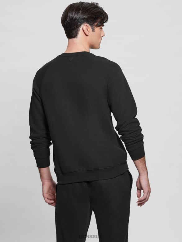 GUESS Men Eco Aldwin Logo Sweatshirt Black Apparel V28V63971