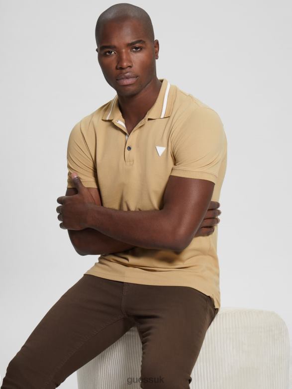 GUESS Men Eco Lyle Polo Mountain Honey Apparel V28V64047