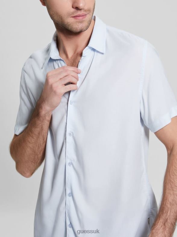 GUESS Men Eco Rayon Solid Shirt Sky High Apparel V28V63997