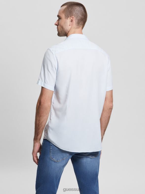 GUESS Men Eco Rayon Solid Shirt Sky High Apparel V28V63997