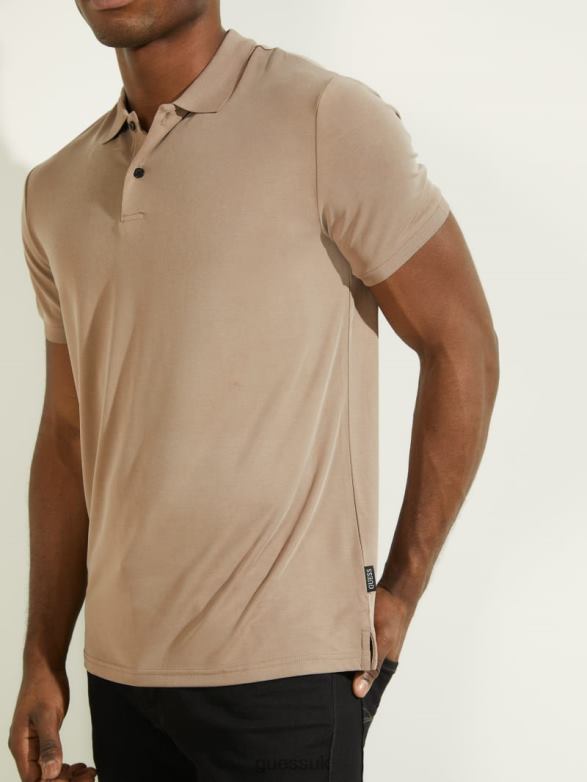 GUESS Men Iker Polo Walnut Shell Apparel V28V64101