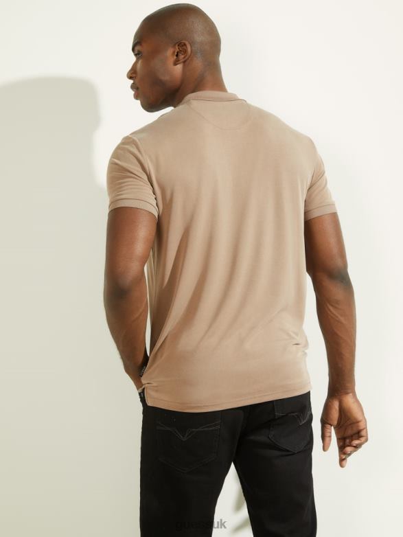 GUESS Men Iker Polo Walnut Shell Apparel V28V64101