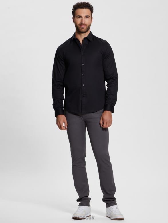 GUESS Men Luxe Stretch Shirt Black Apparel V28V63975