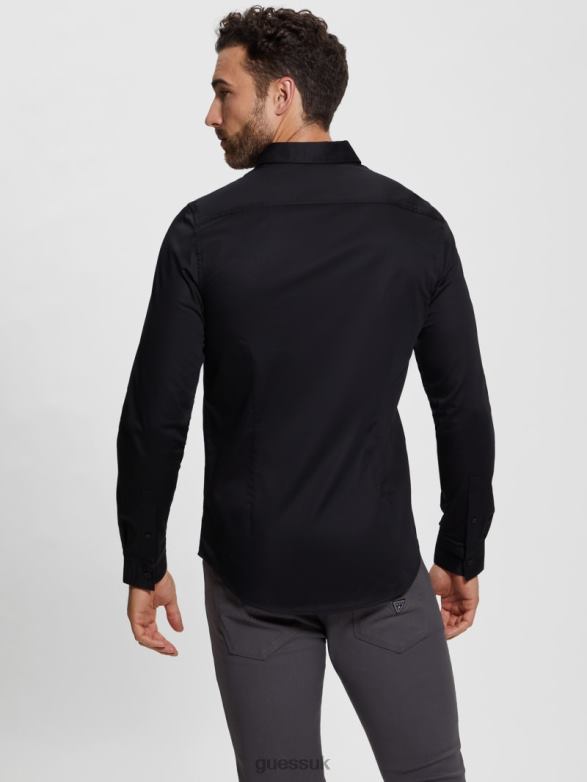 GUESS Men Luxe Stretch Shirt Black Apparel V28V63975