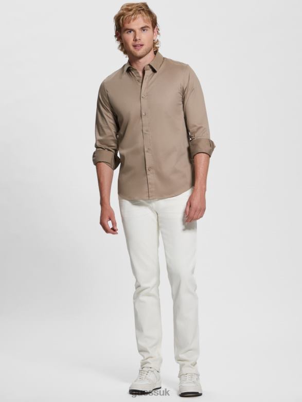 GUESS Men Luxe Stretch Shirt Champagne Apparel V28V63963