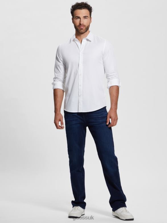 GUESS Men Luxe Stretch Shirt Pure White Apparel V28V63960