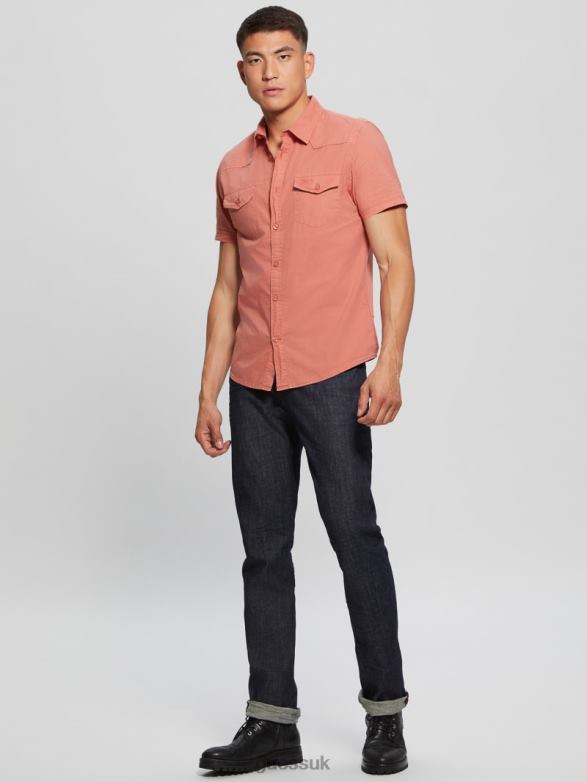 GUESS Men Nottingham Shirt Aechmea Pinky Apparel V28V63984