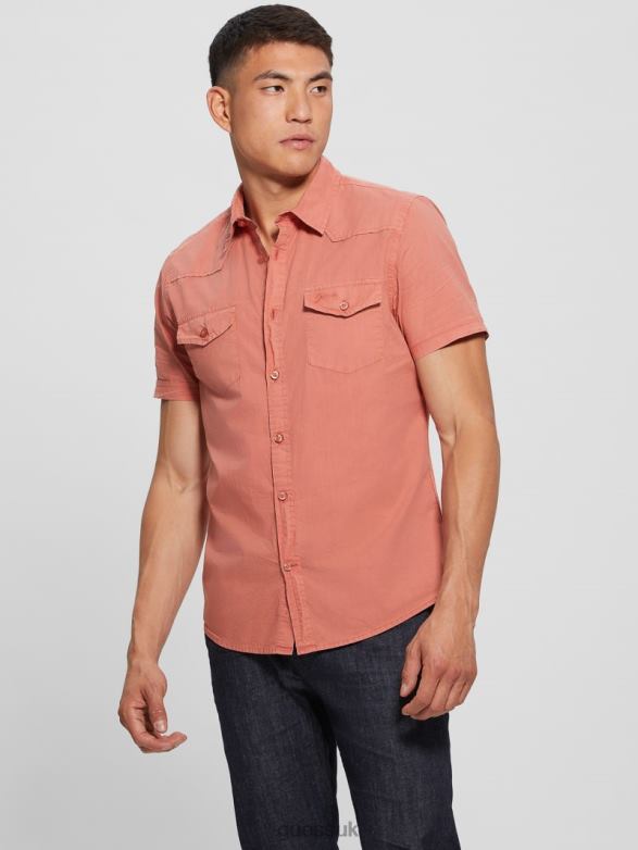 GUESS Men Nottingham Shirt Aechmea Pinky Apparel V28V63984