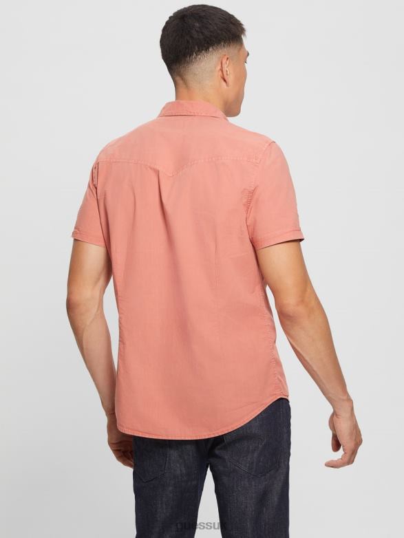 GUESS Men Nottingham Shirt Aechmea Pinky Apparel V28V63984