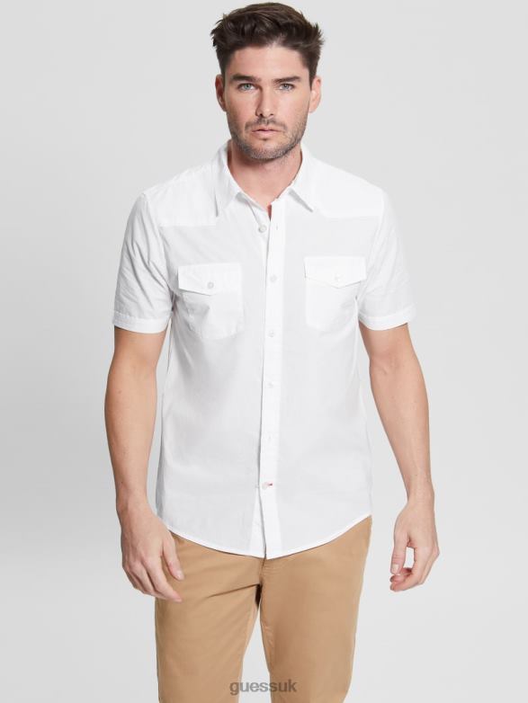 GUESS Men Nottingham Shirt Blanc Pur Apparel V28V63967