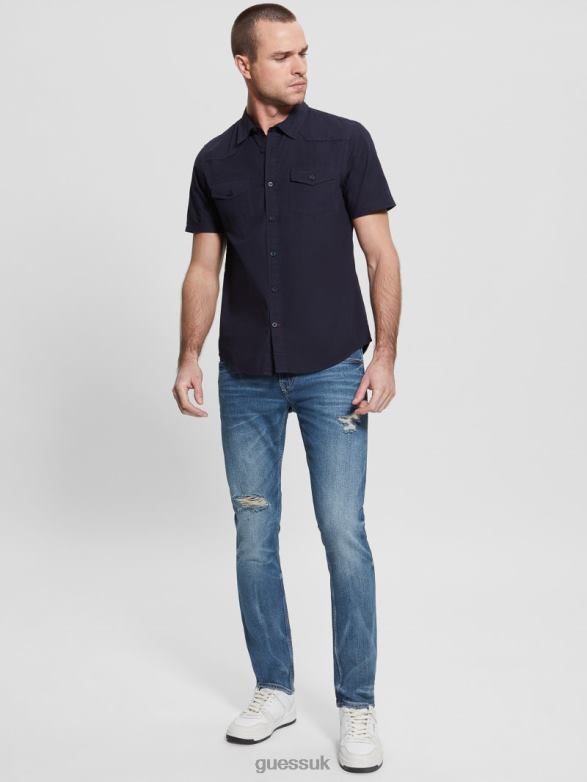 GUESS Men Nottingham Shirt Bleu Elegant Apparel V28V63979