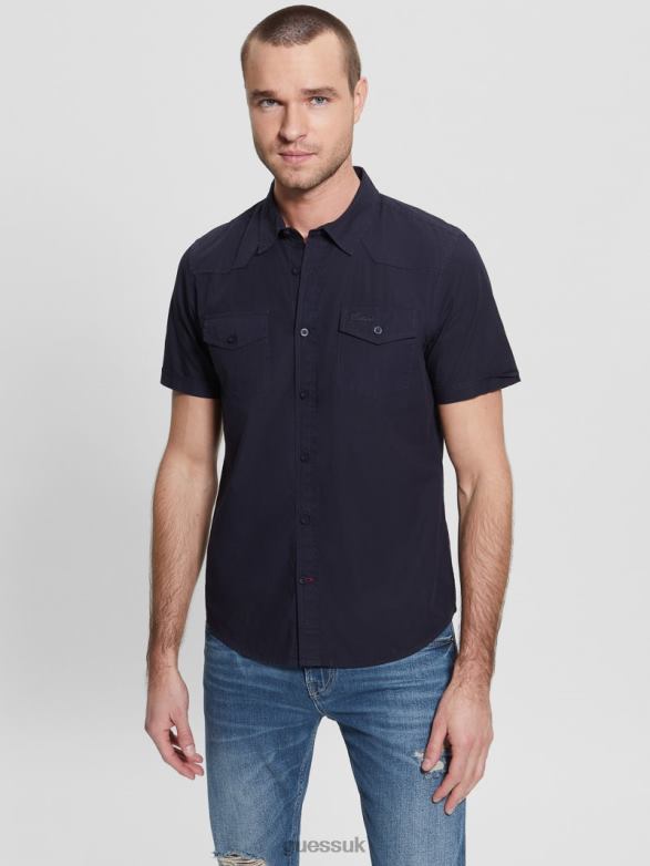 GUESS Men Nottingham Shirt Bleu Elegant Apparel V28V63979