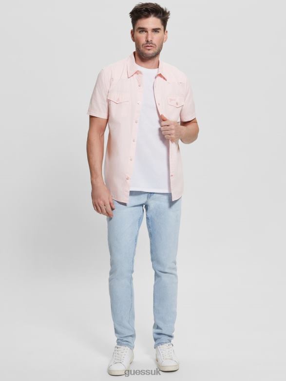GUESS Men Nottingham Shirt Blush Cotton Apparel V28V63970