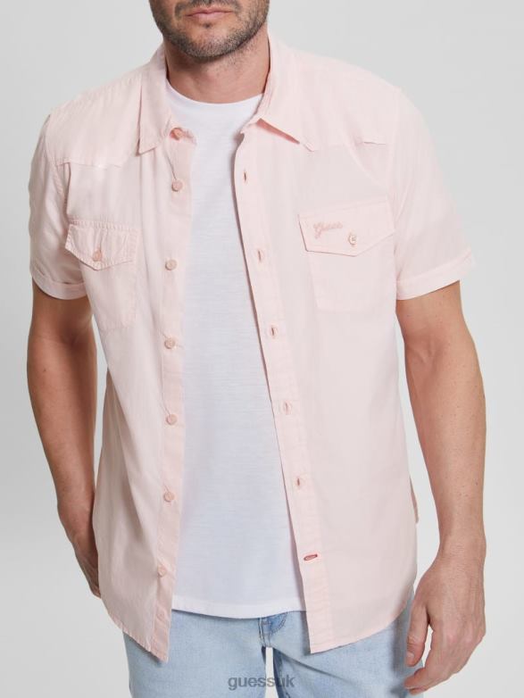 GUESS Men Nottingham Shirt Blush Cotton Apparel V28V63970
