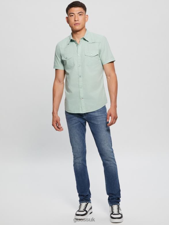 GUESS Men Nottingham Shirt Soft Mint Apparel V28V63989