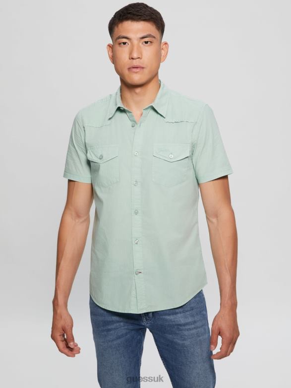 GUESS Men Nottingham Shirt Soft Mint Apparel V28V63989