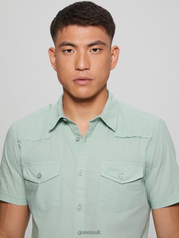 GUESS Men Nottingham Shirt Soft Mint Apparel V28V63989
