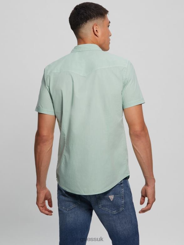 GUESS Men Nottingham Shirt Soft Mint Apparel V28V63989