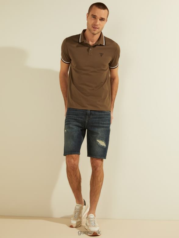 GUESS Men Sports Pique Logo Polo Antique Taupe Apparel V28V64122