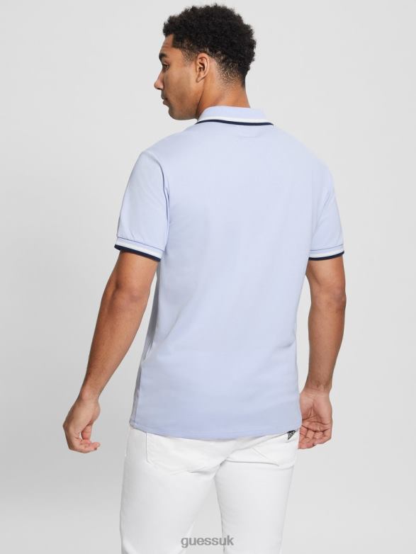 GUESS Men Sports Pique Polo Airway Blue Apparel V28V64028