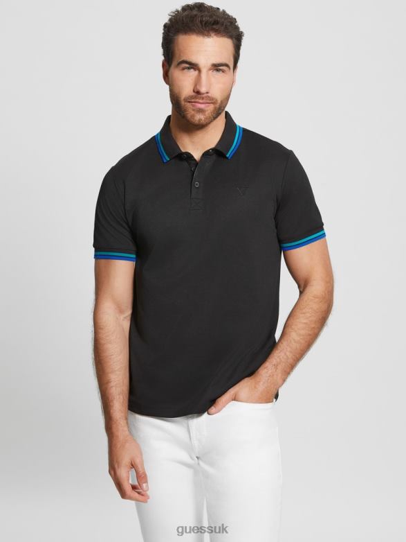 GUESS Men Sports Pique Polo Black Apparel V28V64147