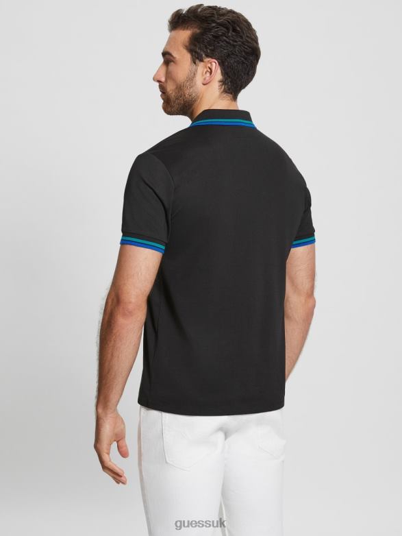 GUESS Men Sports Pique Polo Black Apparel V28V64147